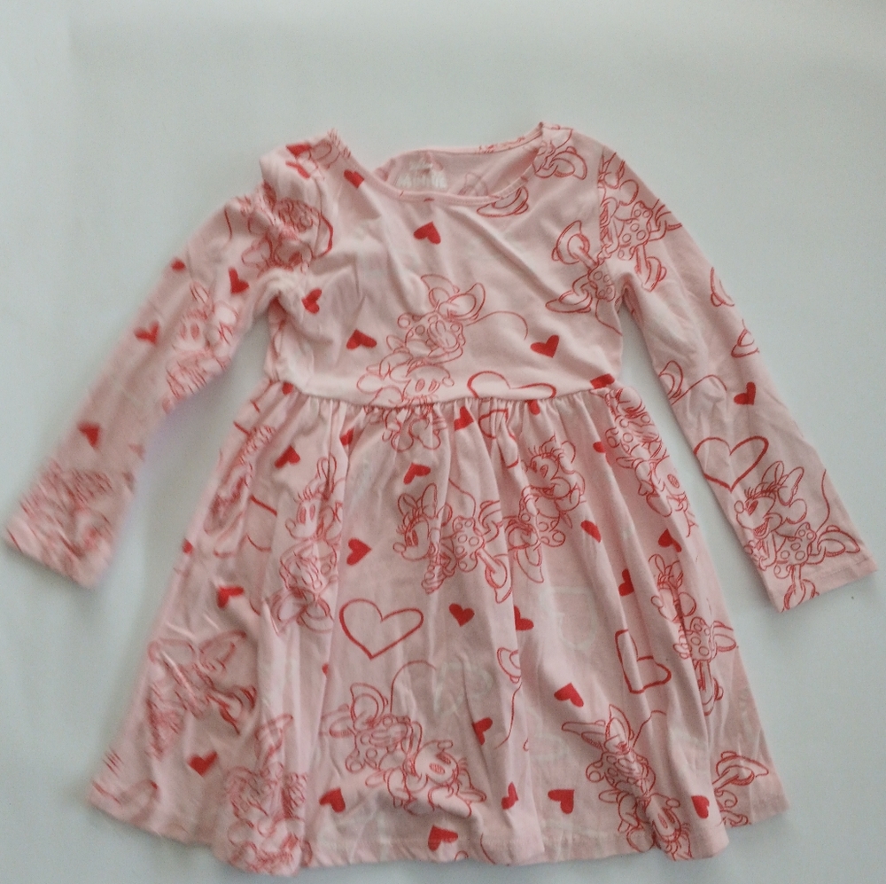 Charming Pink Dress with Red Heart Design